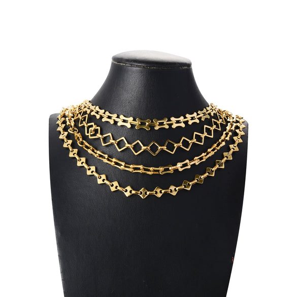 Jewelry Square Bean Shape Stainless Steel Chain Bracelet Anklet 18K Gold Plated Handmade Material