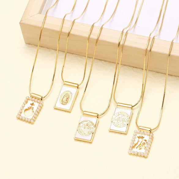 Jewelry Square Hangtag Geometric Copper Electroplating Necklace For Women