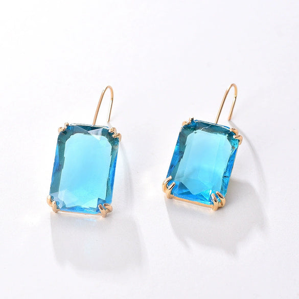 Jewelry Square Rhinestone Geometric Electroplating Fashion Earrings For Female
