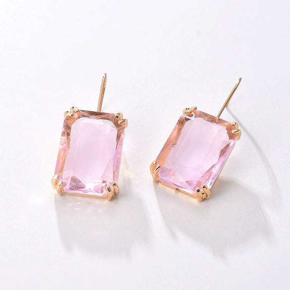 Jewelry Square Rhinestone Geometric Electroplating Fashion Earrings For Female
