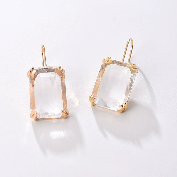 Jewelry Square Rhinestone Geometric Electroplating Fashion Earrings For Female