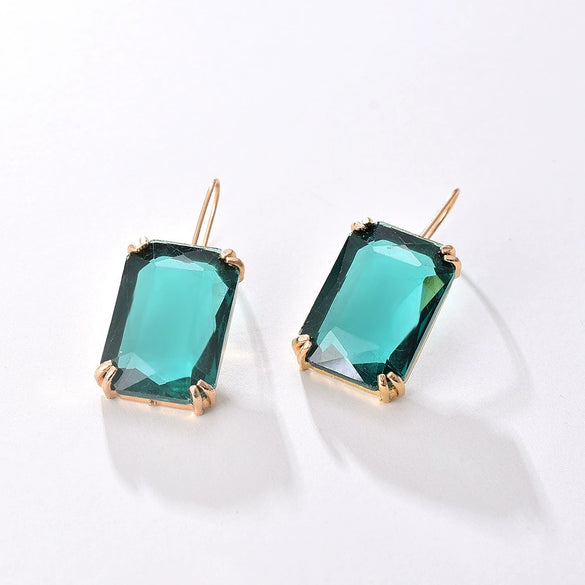 Jewelry Square Rhinestone Geometric Electroplating Fashion Earrings For Female