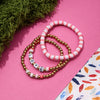 Jewelry Stacked Bohemian Style Colorful Soft Pottery Stainless Steel Elastic Letters Love Beaded Bracelet With Electroplating