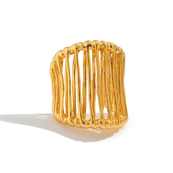 Jewelry Stacked Style Asymmetrical Zinc Alloy Geometric Ring Set With Electroplating