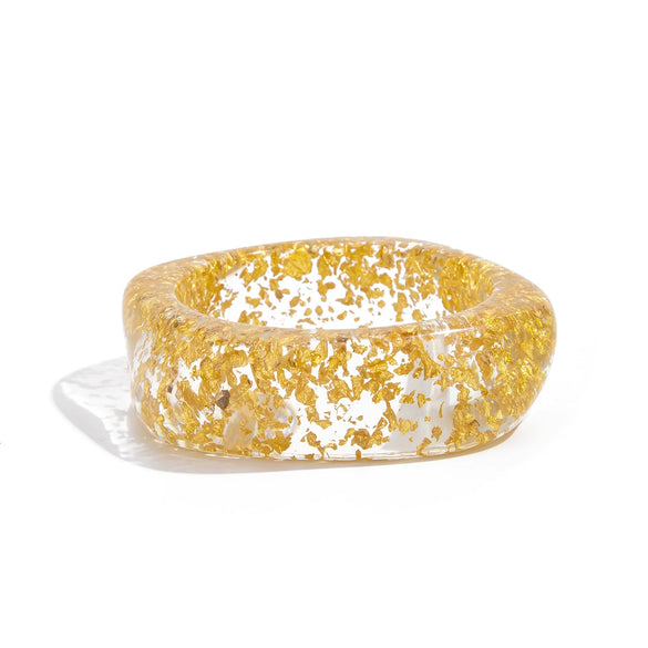 Jewelry Stacked Style Polygonal Transparent Resin Handmade Geometric Arc Open Bracelet For Women