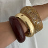 Jewelry Stacked Style Polygonal Transparent Resin Handmade Geometric Arc Open Bracelet For Women