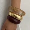 Jewelry Stacked Style Polygonal Transparent Resin Handmade Geometric Arc Open Bracelet For Women