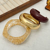 Jewelry Stacked Style Polygonal Transparent Resin Handmade Geometric Arc Open Bracelet For Women