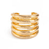 Jewelry Stacking Style Alloy Open Bracelet With Imitation Pearl Tassel Electroplated Geometric Design