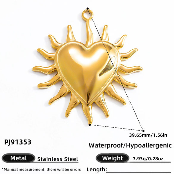 Jewelry Stainless Steel Accessories Sun Heart Pendant Retro Bracelet Handmade Electroplated For Women