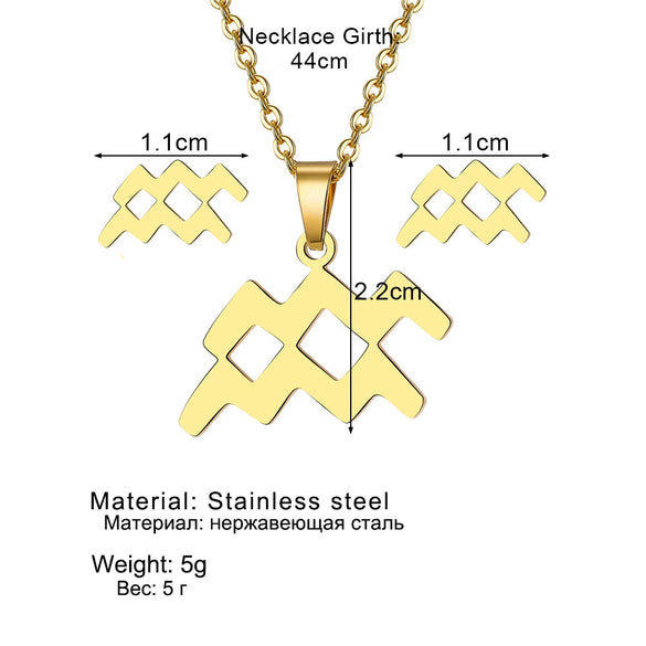 Jewelry Stainless Steel Alloy Constellation Zodiac Pendant Necklace For Women