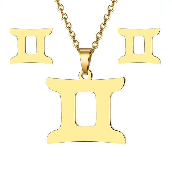 Jewelry Stainless Steel Alloy Constellation Zodiac Pendant Necklace For Women