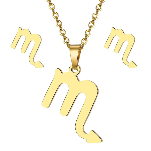 Jewelry Stainless Steel Alloy Constellation Zodiac Pendant Necklace For Women