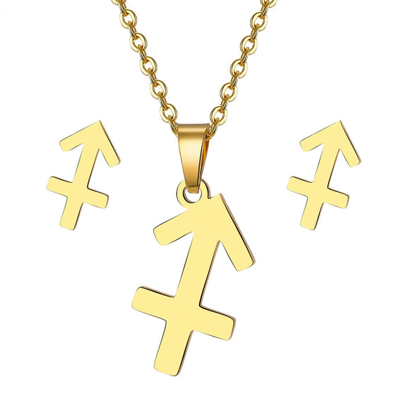 Jewelry Stainless Steel Alloy Constellation Zodiac Pendant Necklace For Women