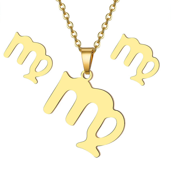Jewelry Stainless Steel Alloy Constellation Zodiac Pendant Necklace For Women