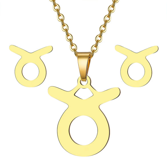 Jewelry Stainless Steel Alloy Constellation Zodiac Pendant Necklace For Women