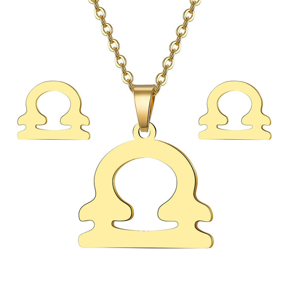 Jewelry Stainless Steel Alloy Constellation Zodiac Pendant Necklace For Women