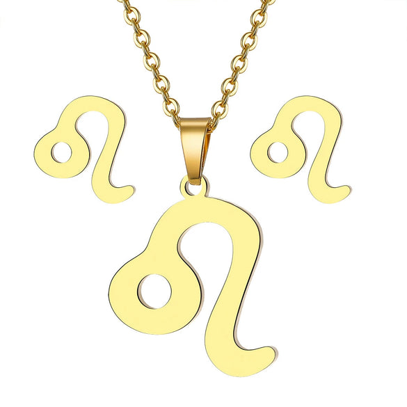 Jewelry Stainless Steel Alloy Constellation Zodiac Pendant Necklace For Women