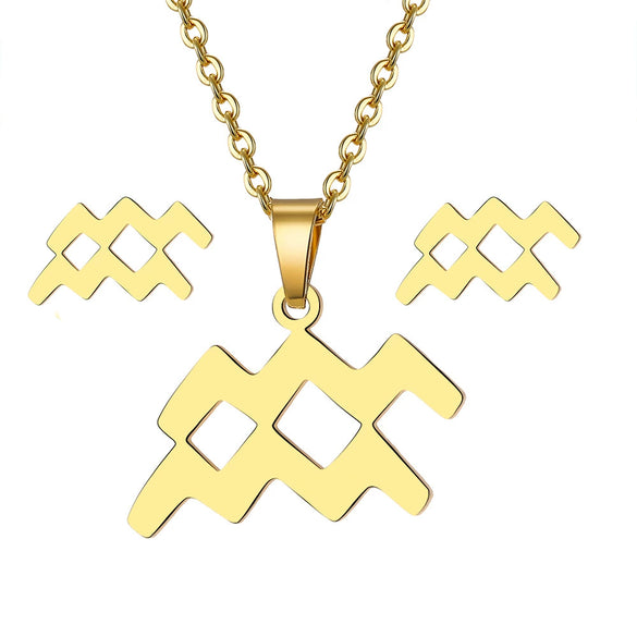 Jewelry Stainless Steel Alloy Constellation Zodiac Pendant Necklace For Women