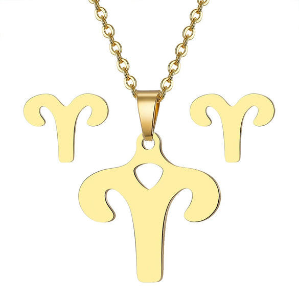 Jewelry Stainless Steel Alloy Constellation Zodiac Pendant Necklace For Women