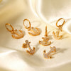 Jewelry Stainless Steel Anchor Earrings Set With Diamonds Geometric Style For Women
