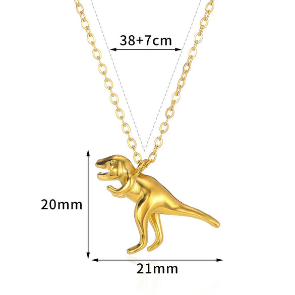 Jewelry Stainless Steel And Copper Dinosaur Pendant Oshaped Chain Electroplating Animals Style