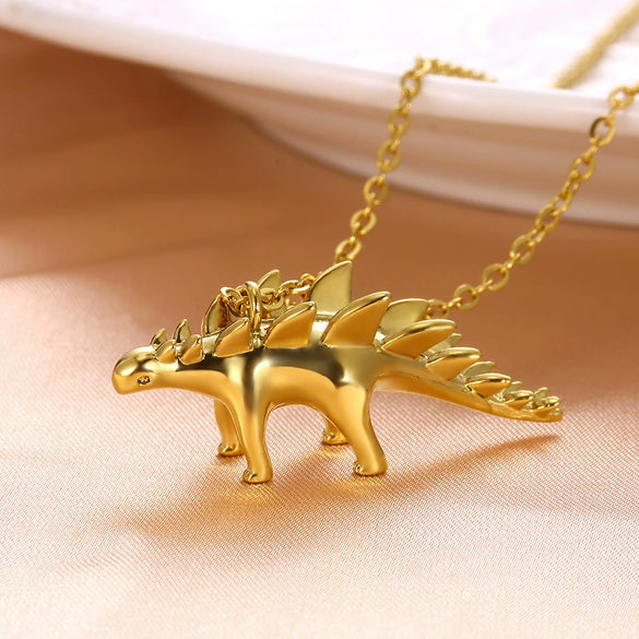 Jewelry Stainless Steel And Copper Dinosaur Pendant Oshaped Chain Electroplating Animals Style
