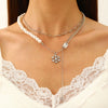 Jewelry Stainless Steel And Copper Geometric Snowflake Electroplated Women's Pendant Necklace