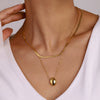 Jewelry Stainless Steel And Titanium Steel Geometric Oval Pendant Necklace With Electroplating Treatment