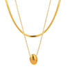 Jewelry Stainless Steel And Titanium Steel Geometric Oval Pendant Necklace With Electroplating Treatment