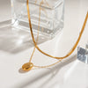 Jewelry Stainless Steel And Titanium Steel Geometric Oval Pendant Necklace With Electroplating Treatment