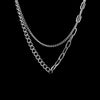 Jewelry Stainless Steel And Titanium Steel Splicing Geometric Doublelayer Sweater Chain Necklace Polish Style For Women