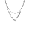 Jewelry Stainless Steel And Titanium Steel Splicing Geometric Doublelayer Sweater Chain Necklace Polish Style For Women