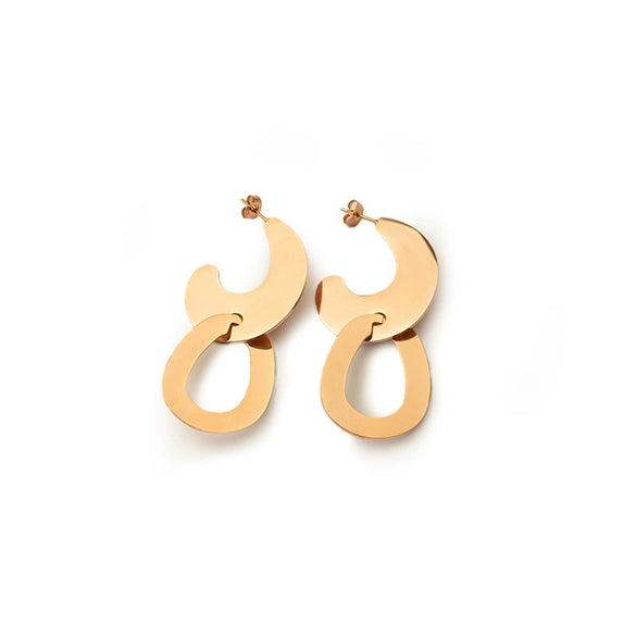 Jewelry Stainless Steel Antique Style Geometric Ushaped Crescent Oval Stitching Electroplated Earrings