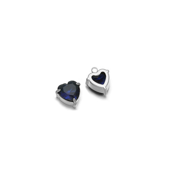 Jewelry Stainless Steel Artificial Crystal Heart Inlay Pendant For Necklace Bracelet Earrings