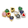 Jewelry Stainless Steel Artificial Crystal Heart Inlay Pendant For Necklace Bracelet Earrings