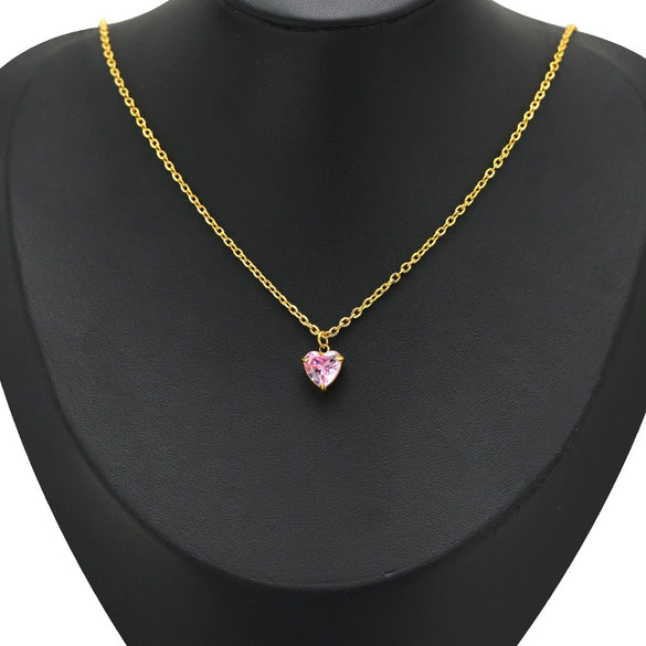 Jewelry Stainless Steel Artificial Crystal Heart Inlay Pendant For Necklace Bracelet Earrings