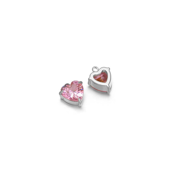 Jewelry Stainless Steel Artificial Crystal Heart Inlay Pendant For Necklace Bracelet Earrings