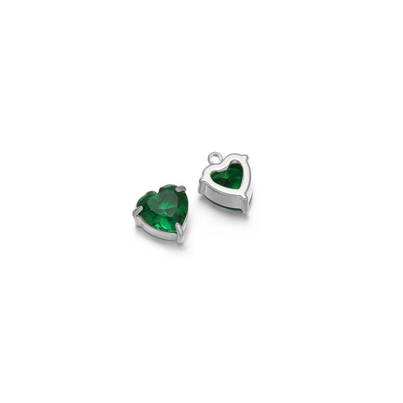 Jewelry Stainless Steel Artificial Crystal Heart Inlay Pendant For Necklace Bracelet Earrings