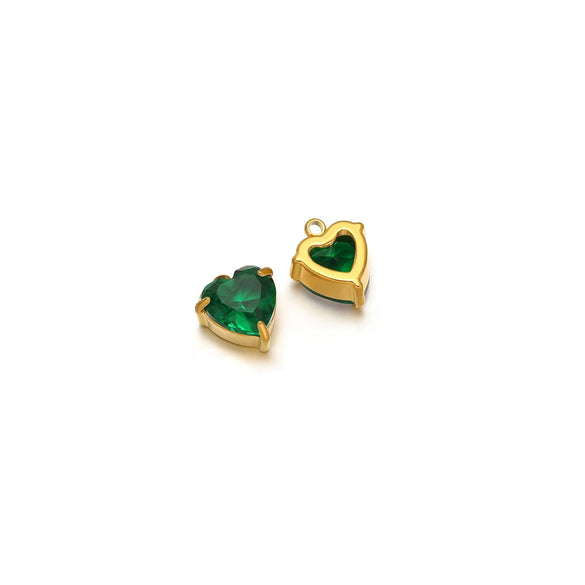 Jewelry Stainless Steel Artificial Crystal Heart Inlay Pendant For Necklace Bracelet Earrings
