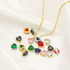 Jewelry Stainless Steel Artificial Crystal Heart Inlay Pendant For Necklace Bracelet Earrings