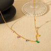 Jewelry Stainless Steel Ball Chain Necklace Mixed Gem Inlay Geometric Women