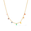 Jewelry Stainless Steel Ball Chain Necklace Mixed Gem Inlay Geometric Women