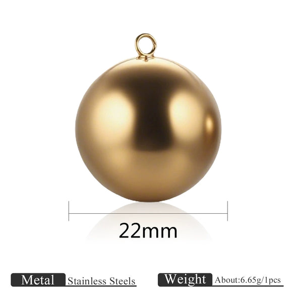Jewelry Stainless Steel Ball Pendant Goldplated Polished Diy Accessories