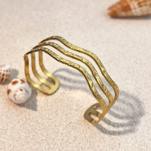 Jewelry Stainless Steel Bracelet Retro Geometric 18K Goldplated