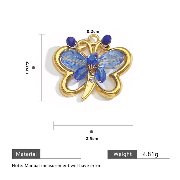 Jewelry Stainless Steel Butterfly Beaded Pendant Necklace With Electroplating And Diy Braided Design