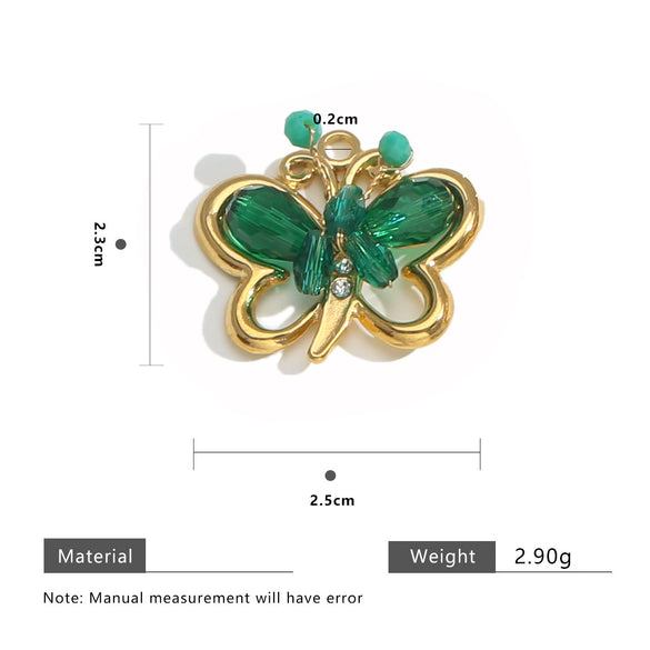 Jewelry Stainless Steel Butterfly Beaded Pendant Necklace With Electroplating And Diy Braided Design