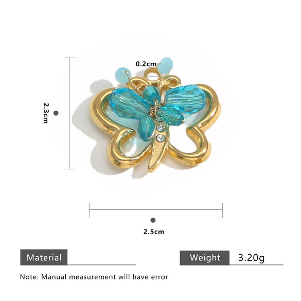 Jewelry Stainless Steel Butterfly Beaded Pendant Necklace With Electroplating And Diy Braided Design