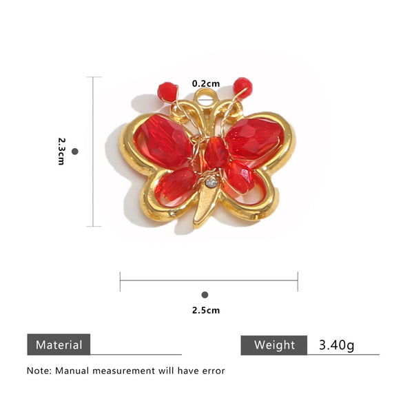 Jewelry Stainless Steel Butterfly Beaded Pendant Necklace With Electroplating And Diy Braided Design