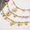 Jewelry Stainless Steel Colorful Rope Fabric Sun And Moon Devil's Eye Star Pendant Electroplating For Women